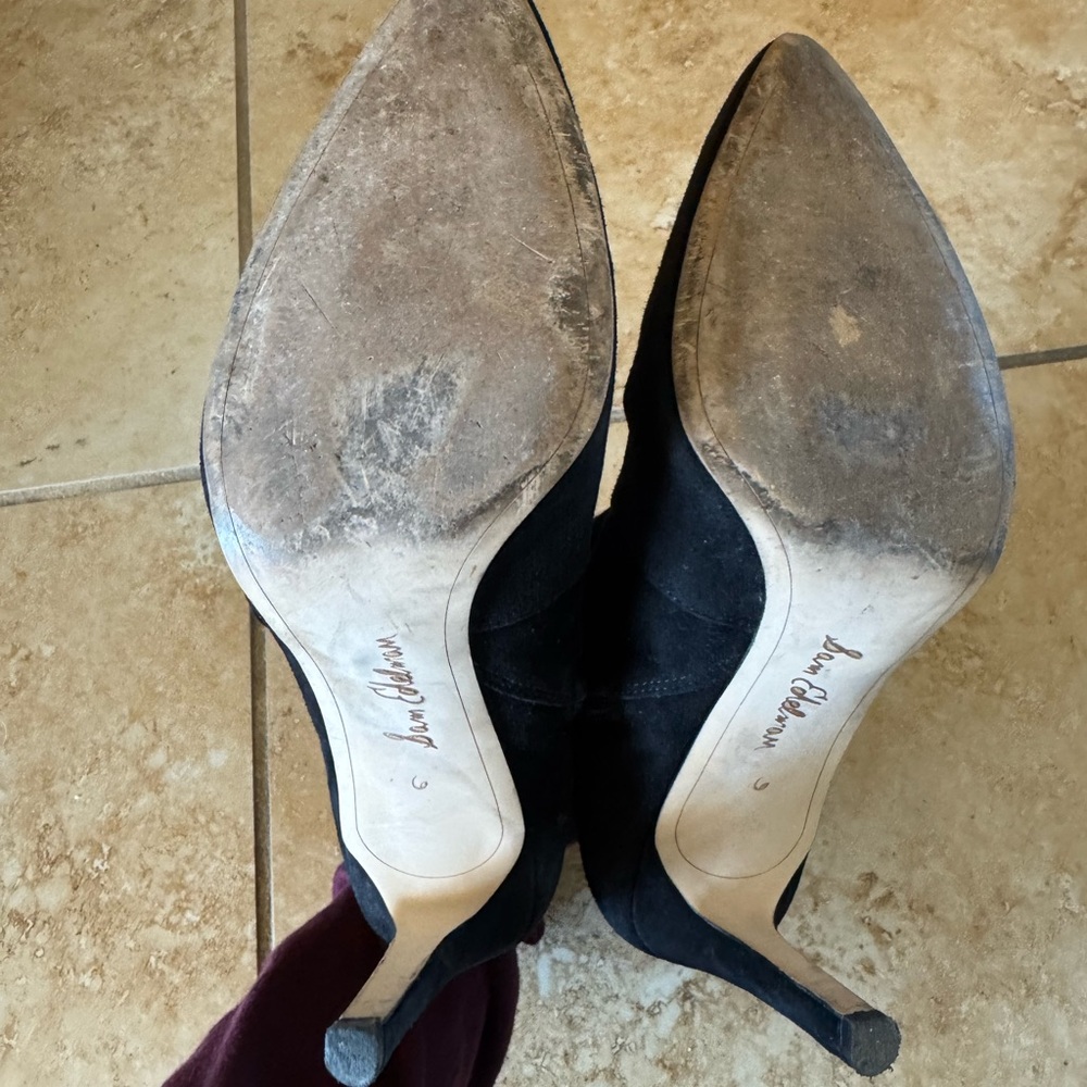 Sam Edelman Black Suede Heeled Boots - Picture 2 of 5